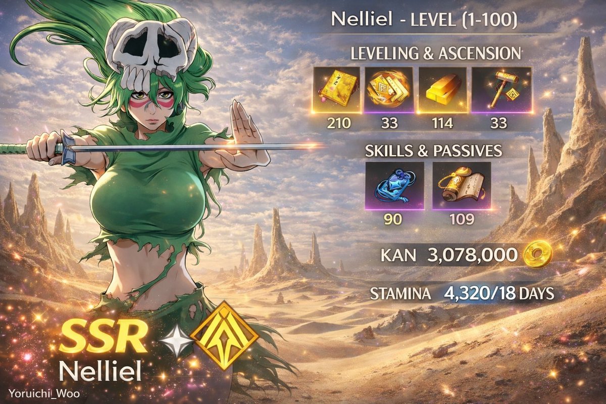 Here is a summary of how many resources you will need to pass Nelliel from level 1 to 100

#bleach #BleachSR #bleachanime #bleachsoulresonance #gaming
