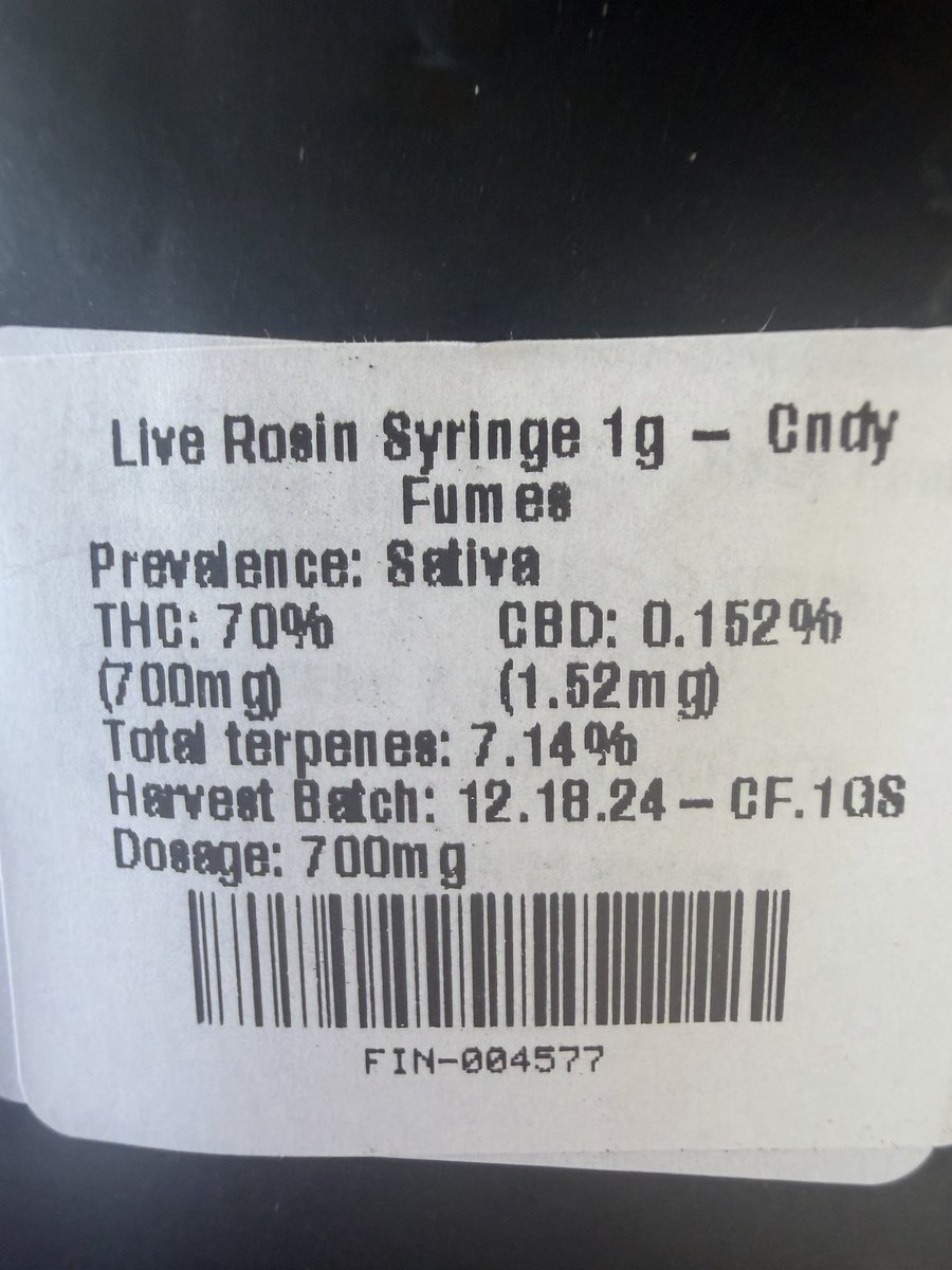 This is my first time using these live Rosin syringes and I must say I’m in love with them. They were $22 a gram and this is my favorite strain for a candy flavor the candy terps are amazing!!!