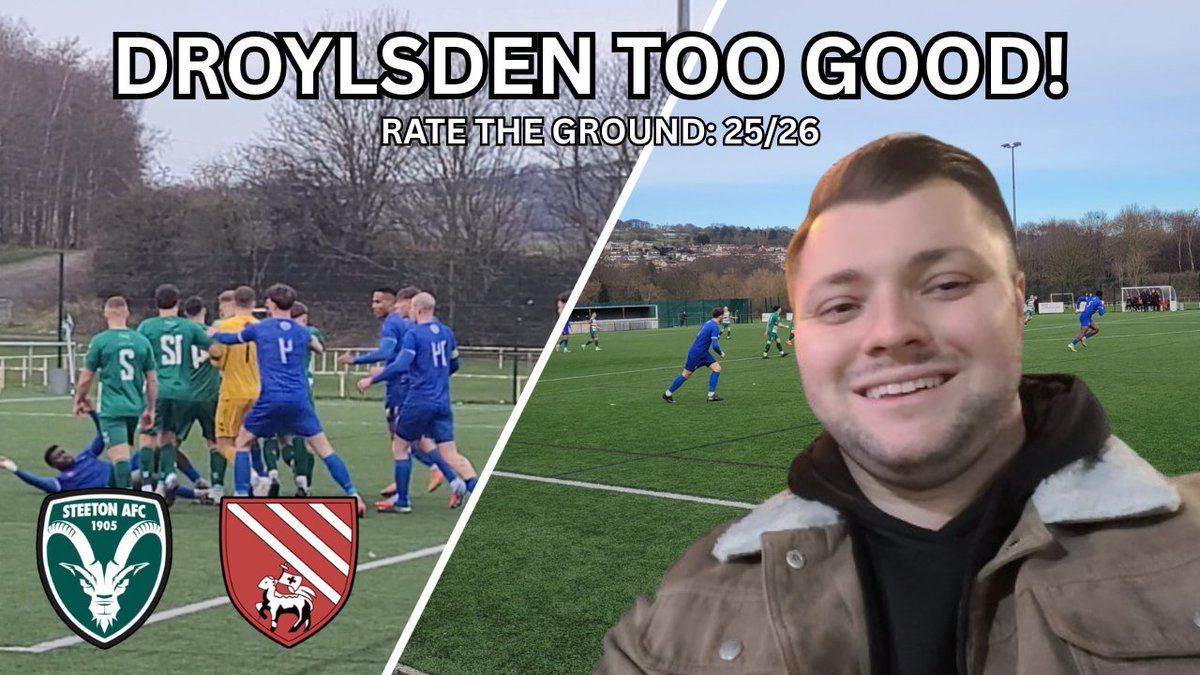 🚨 NEW MATCHDAY VLOG!!! 🚨

💥 Droylsden Too Strong For Steeton

⚽️ <a href="/Steetonfc/">Steeton AFC</a> Vs <a href="/Droylsden_FC/">Droylsden FC</a> 

✅️ Please RETWEET and SUBSCRIBE to my YouTube Channel if you haven't already! 

🎥 Video: youtu.be/O4qzQdDggKk?si… 

#Chevrons #UpTheBloods 

<a href="/FanHub/">FanHub</a> <a href="/drfc_ben/">Ben Gaunt</a> <a href="/punkchef41/">Jake</a> <a href="/TheDB30/">Dan Bell</a>