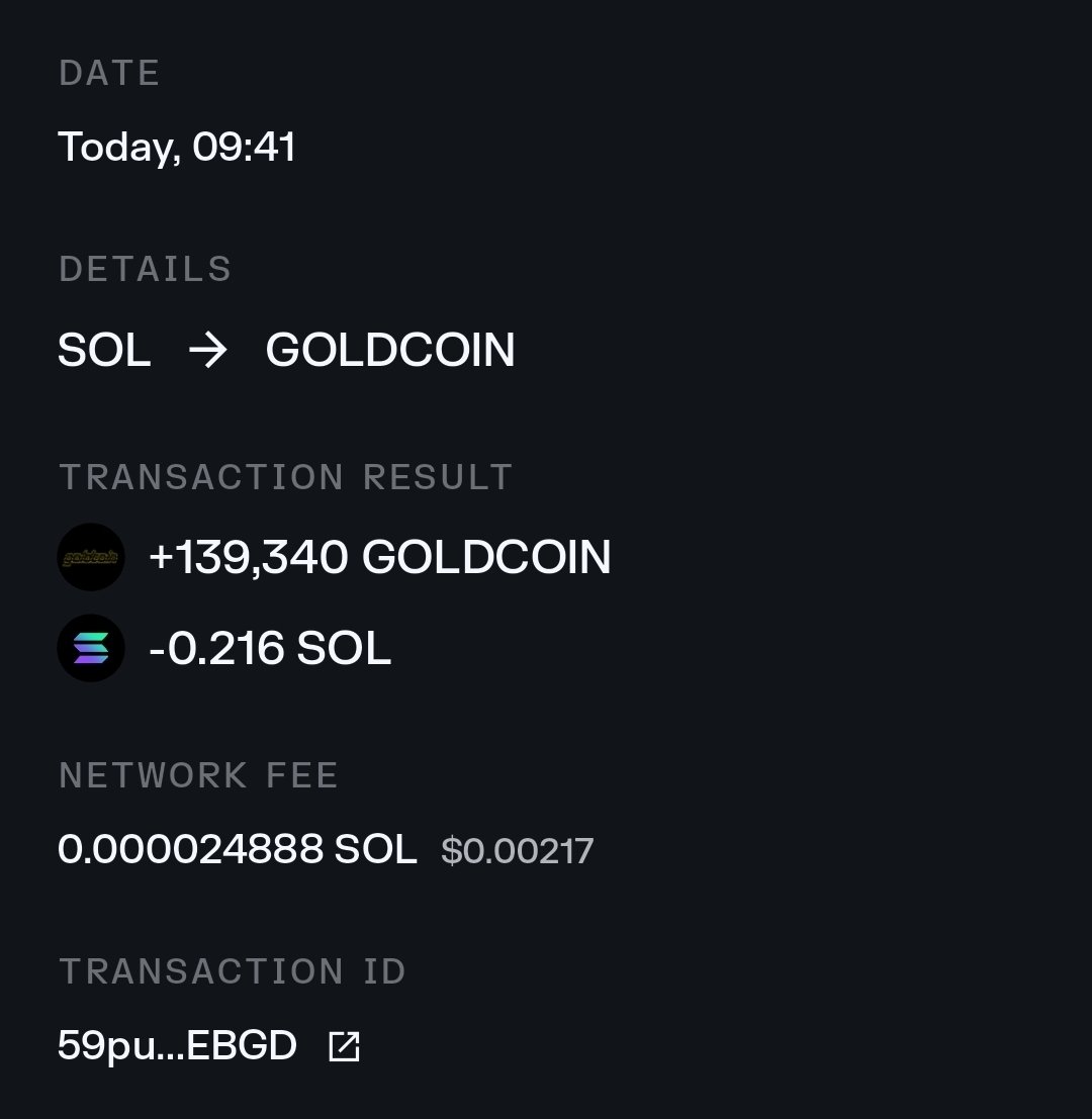 $GOLDCOIN • Daily Token Improvement Report • 2.15.2026

139k $goldcoin buyback + burn today 🔥
28.97% supply now burned
Allocation to market wallet, balance in photos

Contest entries closed, winners announced Monday 12pm EST

ca: 9QFfgxdSqH5zT7j6rZb1y6SZhw2aFtcQu2r6BuYpump