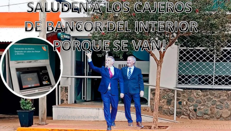 SALUDEN A LOS CAJEROS AUTOMÁTICOS DE BANCOR PORQUE SE VAN!!!

El Malgastador Serial de Llaryora dice que quiere federalizar los servicios en toda la Provincia, como pretexto para multiplicar el Gasto Público en boludeces como Universidades Provinciales al pedo, o Agencias como