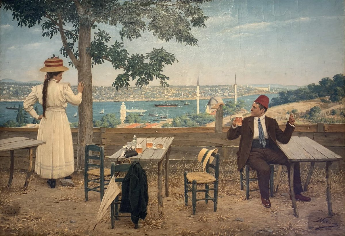 “Coffeehouse on the Ridges of Dolmabahçe” (early 20th century) by Joseph Warnia-Zarzecki