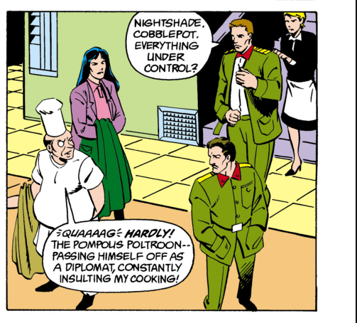 Que bonita se ve Nightshade Y QUE CHISTOSO SE VE COBBLEPOT VESTIDO DE CHEF XDDDDD

( Suicide Squad Vol. 1 #5 )