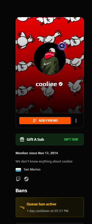 Silrak7's tweet photo. first time in my faceit history all 4 of my teamates got banned :D https://t.co/TGDbTJmZFe https://t.co/w1QkgW9reP