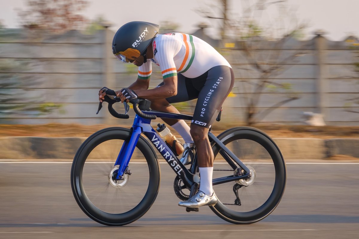 Great to see <a href="/naveenjohn/">Naveen John</a> riding in his Indian National Champion jersey powered by @procyclingstats and CCN Sport