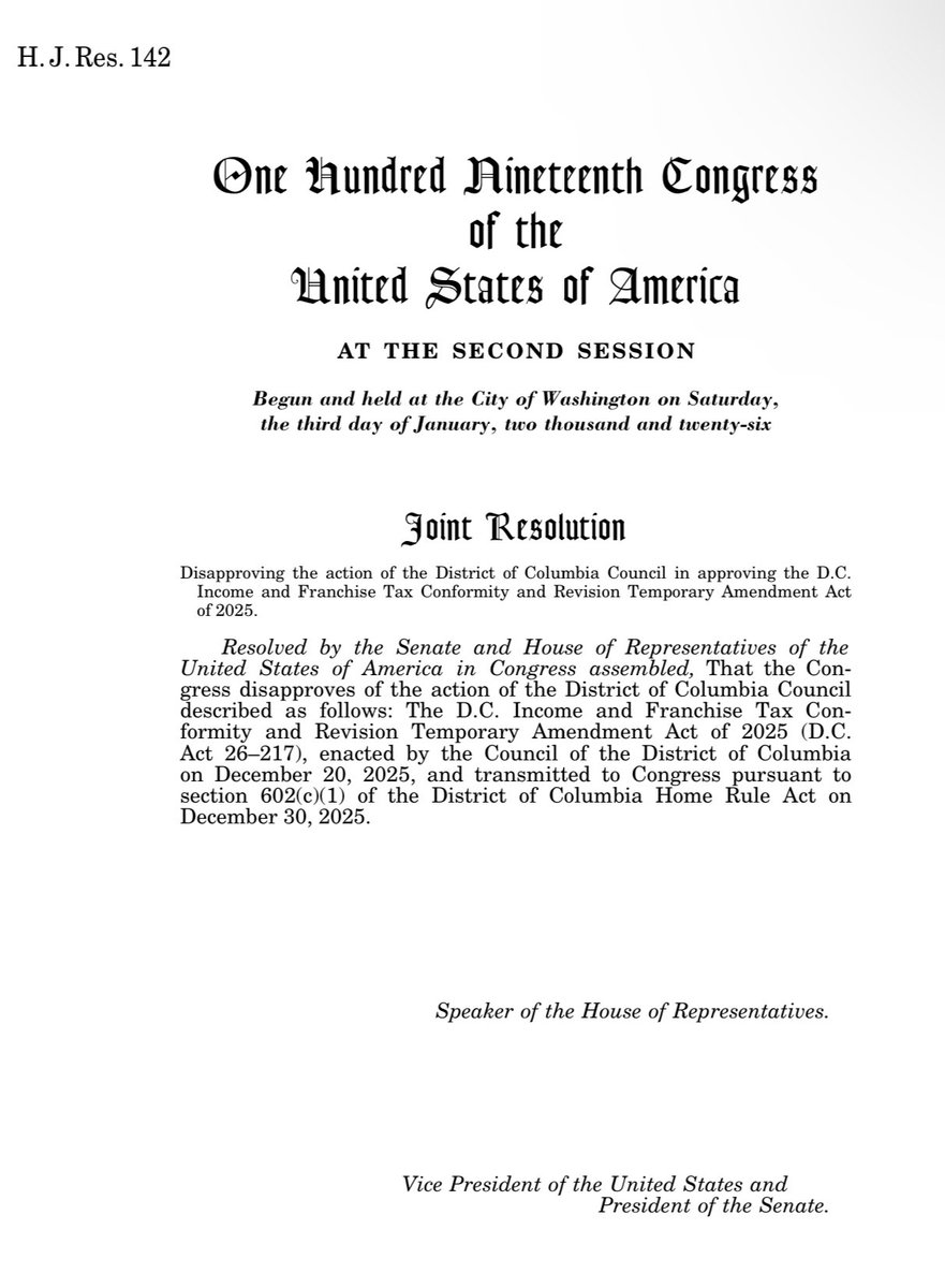 And the President has another 9 calendar days remaining to actually sign H.J. Res. 142: Tuesday, February 24