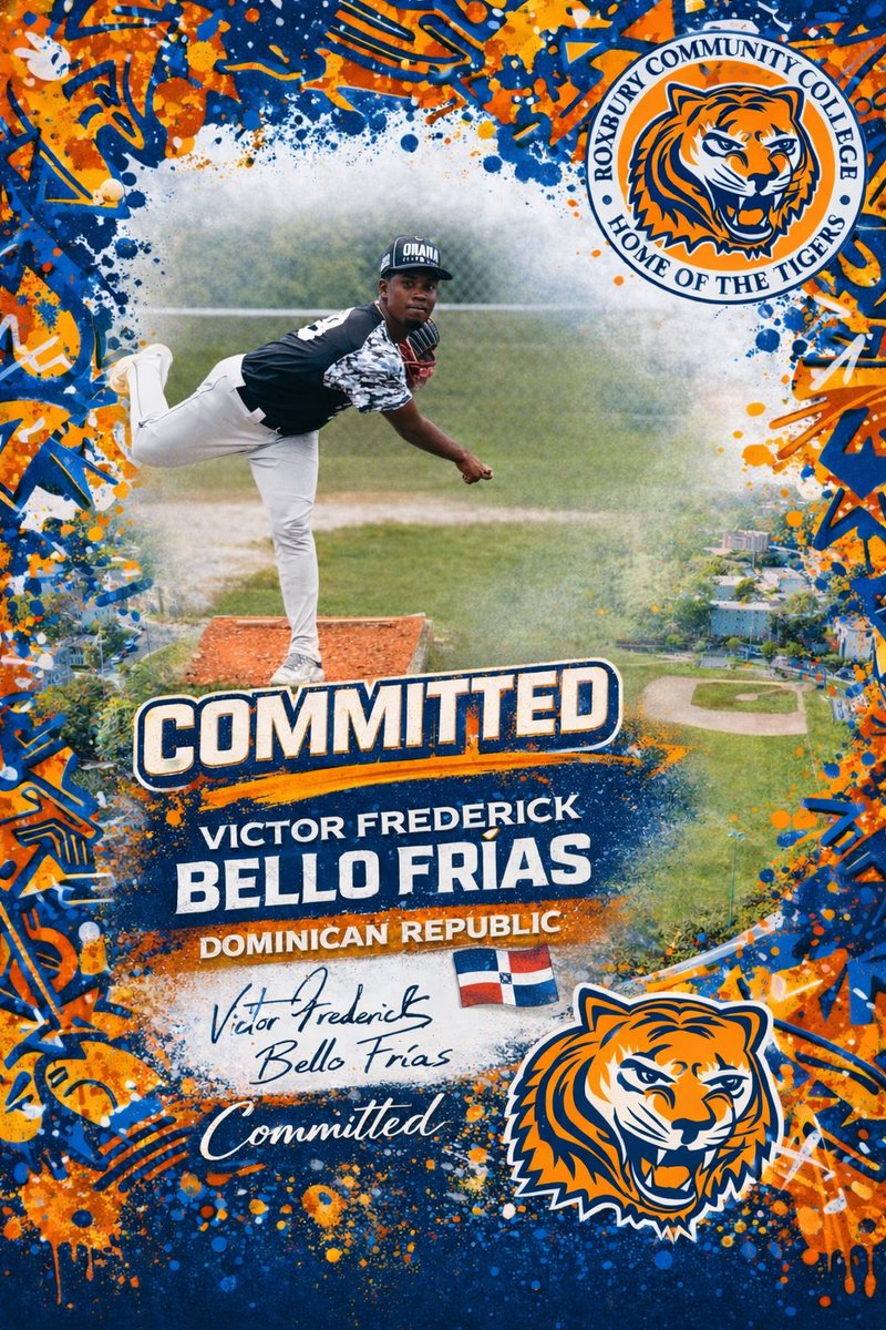 Roxburytigers's tweet photo. We are proud to welcome Victor Frederick Bello Frías from the Dominican Republic to the Roxbury Community College baseball team. Victor’s talent, work ethic, and passion make him a great fit for our program. We look forward to his growth as a player and leader. Welcome Victor 🐅 https://t.co/L47xVMty2m