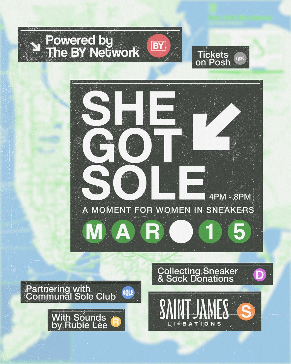 SHE GOT SOLE. 3/15. 

To celebrate the women in sneakers w/ a night of sisterhood &amp; wine💚. This one’s for the Sole Friends of NYC🫂. 

RSVP here: posh.vip/e/she-got-sole

entry fee: a donation of sneakers and/or socks🧦👟