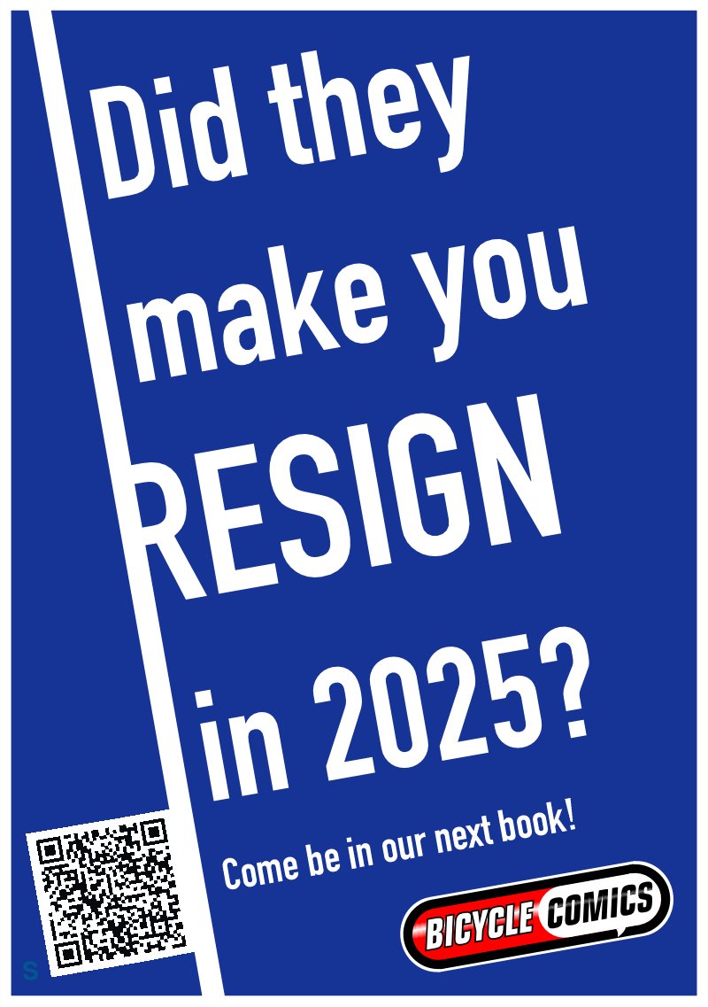 BicycleComics's tweet photo. Our upcoming book will showcase the best federal resignation letters of 2025. If you resigned from a US government role, including early retirement that you didn't really want, we'd like to read your parting words.

https://t.co/TdcCYzPdOO https://t.co/hpBo5CVZBQ