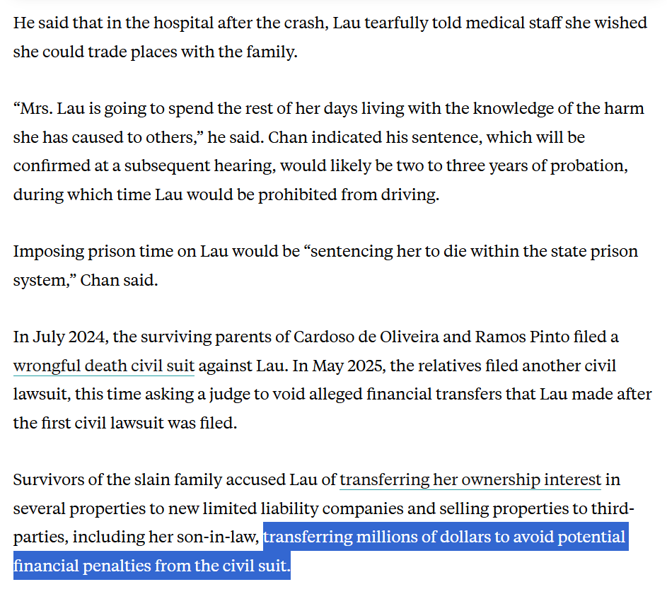 "I'm so sorry, I wish I could trade places with the family I just killed! ... Hold on lemme transfer some assets real quick first tho"

Can't wait for this generation to die off.