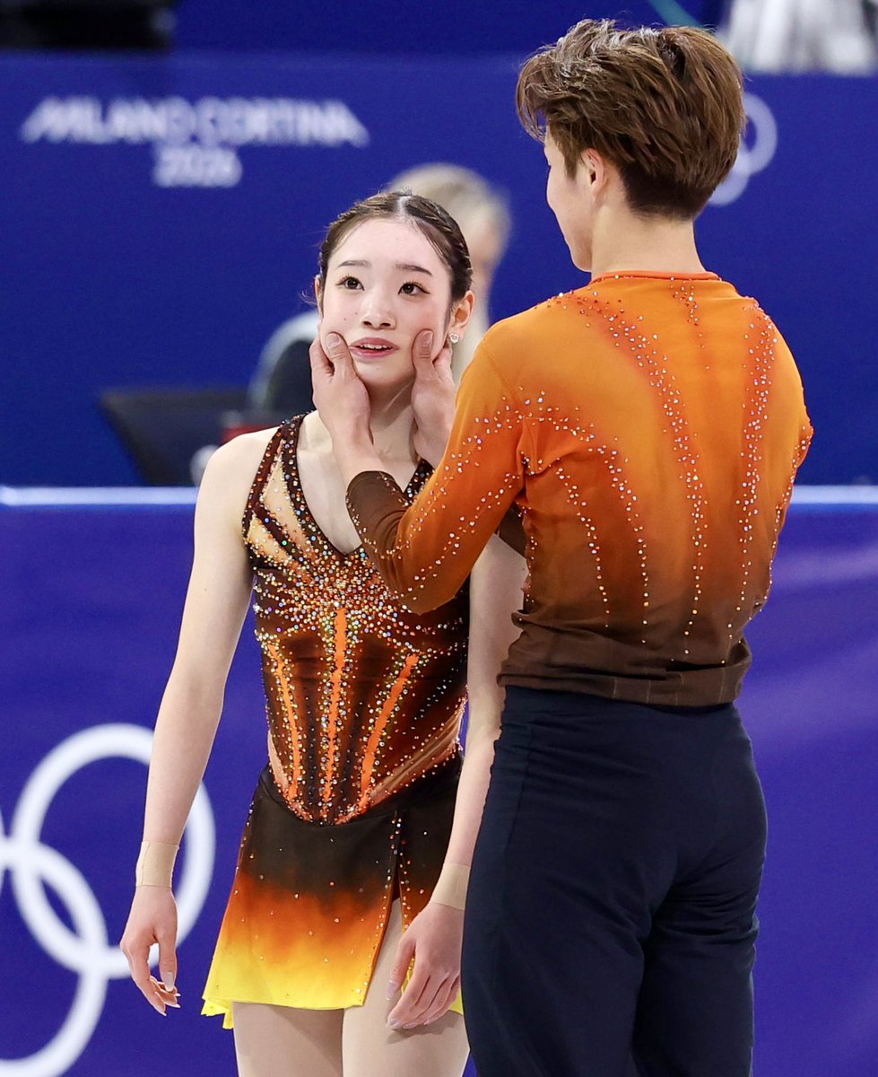 miyazaki_hochi's tweet image. ほら！笑顔だよ！

そんな風に言ってるように見えました👀

#長岡柚奈森口澄士組
#milanocortina2026