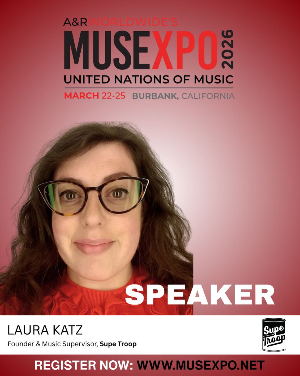 We’re proud to welcome Laura Katz, Founder of Supe Troop, to the stage at MUSEXPO 2026.

Laura’s credits span My Dead Friend Zoe, That Awkward Moment, Stuck in Love, Chappaquiddick, Big Time Adolescence, and more.

Register now for MUSEXPO 2026. (Link in Bio to Register)