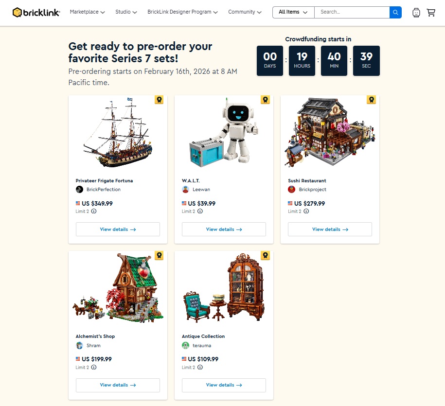 Pre-Orders for LEGO Bricklink Series 7 Designer Program Sets Crowdfunding Start Tomorrow (February 16, 2026 at 8am PST)

Full article available on our website: toysnbricks.com/pre-orders-for…