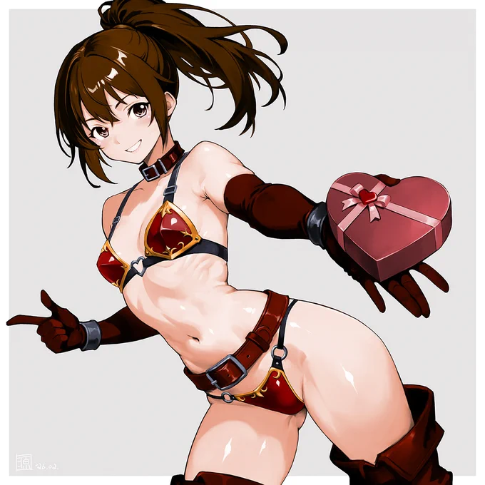 バレンタインイラスト、FANBOX用も兼ねて描いてみました うちのウィザードリィの戦士ちゃん。 はたして意中の相手にあげるのか。それとも、チョコを巡ってバトルロイヤルが繰り広げられるのか…(爆) #バレンタインデー