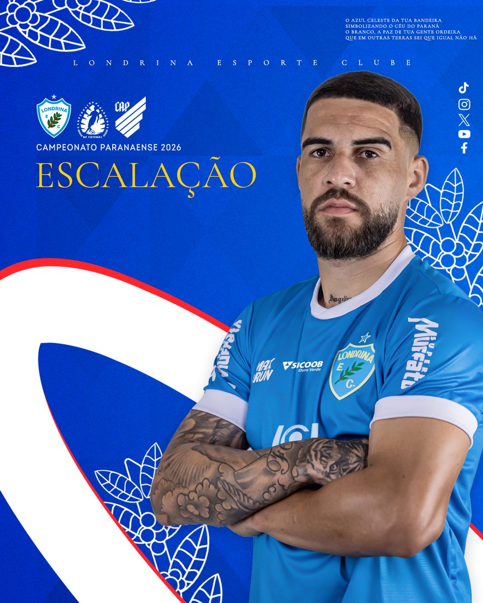 LondrinaEC's tweet photo. 📝⚽️ TUBA ESCALADO! O Londrina EC está pronto para enfrentar o Athletico, pela partida de ida da semifinal do Campeonato Paranaense, no Estádio do Café! Vamos pra cima! 🩵
#VamosPraCimaTubarão #LondrinaEC #LEC #LECxCAP #Paranaense2026 https://t.co/OyhUw9BNdn