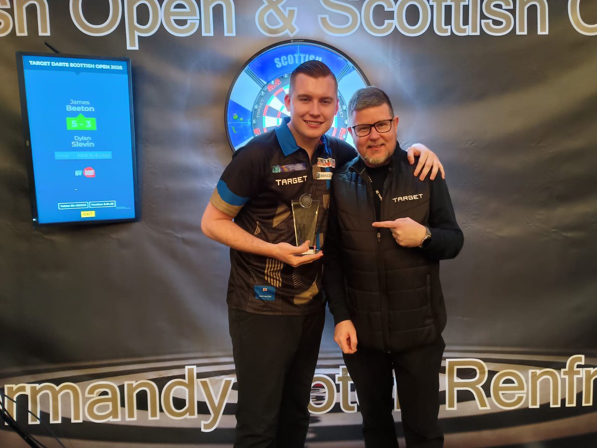 Arc9Sports's tweet photo. James Beeton made it second time lucky on the night winning the The Target Scottish Open #Darts title beating Dylan Slevin. https://t.co/5OxgM40wfy https://t.co/5XQ6YnMu1c
