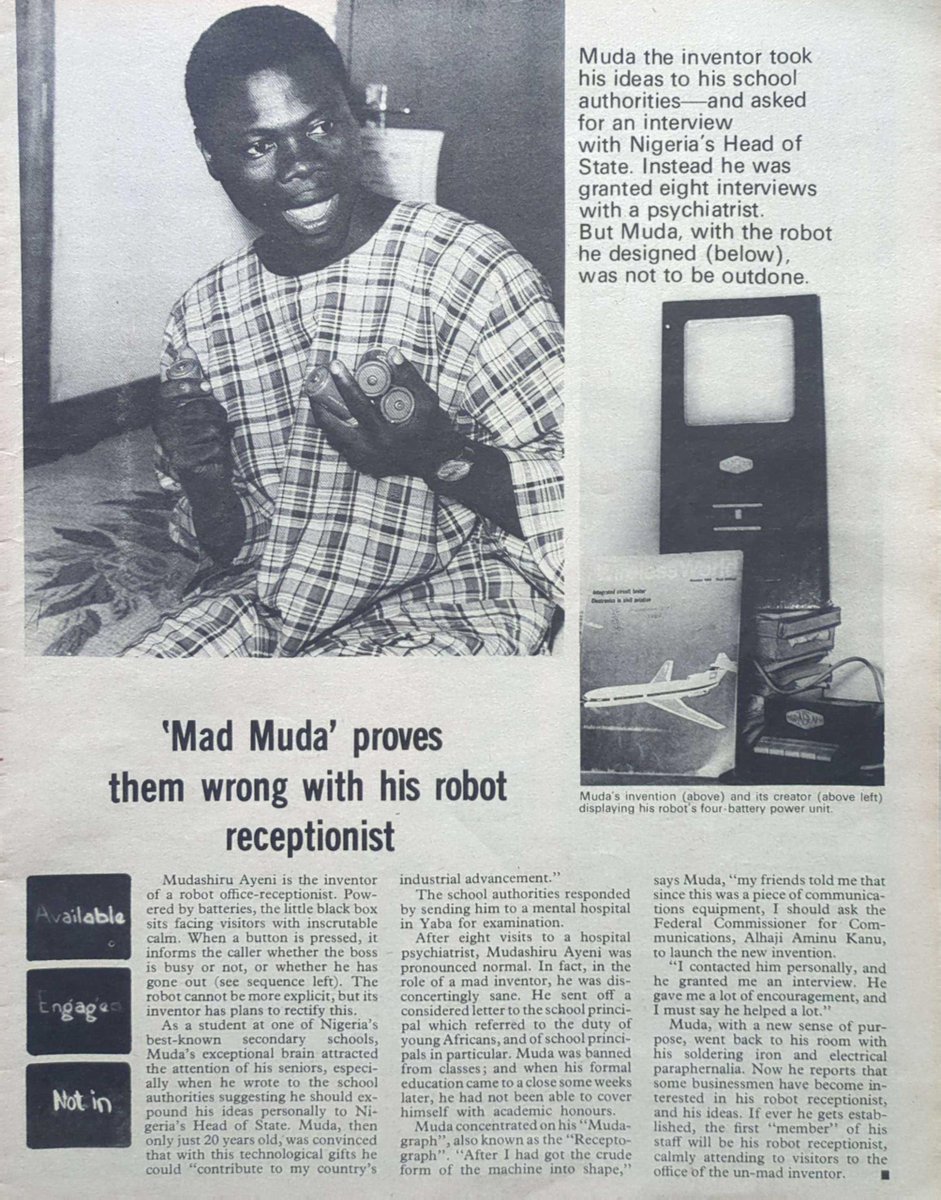 BREAKING: In 1971, Yoruba Student Mudashiru Ayeni Built a AI Robot — Nigeria Declared Him Mad, Sent Him to Psychiatric Hospital Instead of Celebrating Him

Long before Artificial Intelligence became a global phenomenon, a 20-year-old Yoruba student named Mudashiru Ayeni had