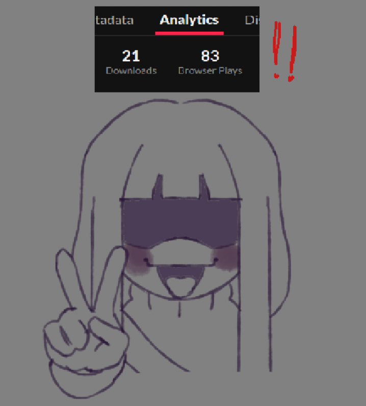 over 20 downloads and 80 browser plays and growing!! my game only came out a couple days ago but im pleasantly surprised at the attention it got!! thanks everyone ^_^