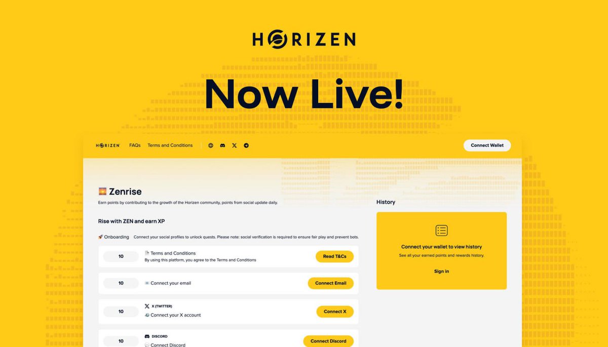 🪂 Horizen Labs 에어드랍 참여하기!

💰 총 $11M 투자 유치
📈 $ZEN 토큰 FDV 약 $115M

참여 방법 👇

✅ zenrise-horizen.com/home
 접속
✅ 지갑 연결 👛
✅ SNS 연동 🔗
✅ 퀘스트 완료 🎯
✅ 최소 10개 토큰 필요 👉 구매 후 홀드하면 Zenrise 포인트 획득 💎

지금 시작하면 초기 보상 노릴 수