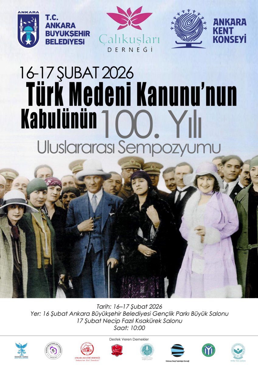 Sempozyumumuz var ☺️

1926 yılında çıkarılan #medenikanun ile Türk kadını Atatürk sayesinde; insan hakları konusunda örnek olduklarını iddia eden birçok ülkeden önce eşit birey hakkını kazanmıştır.
Minnettarız Atam ❤️

<a href="/av_tulaybekar/">Av.Tülay BEKAR</a>
<a href="/ank_kentkonseyi/">Ankara Kent Konseyi</a> 
SON DAKİKA