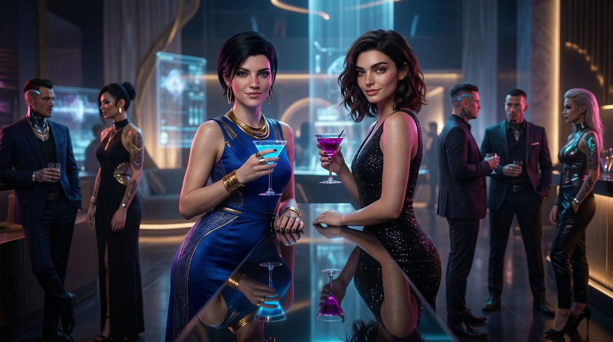 CMDR_FOSDYKE's tweet photo. Two silhouettes. One presence.
In a city that runs on neon and ambition, loyalty is rarer than chrome.
Cyber chic. Strategic alliance.
Night City doesn’t define us — we define the room.
#Cyberpunk #NightCity #Cyberpunk2077 #SciFiFashion #CyberChic #WomenInCyberpunk #FuturisticStyle #NeoNoir #DigitalArt #VirtualPhotography #NanoBananaPro #HighFidelity #ConceptArt #CyberAesthetic #DuoEnergy