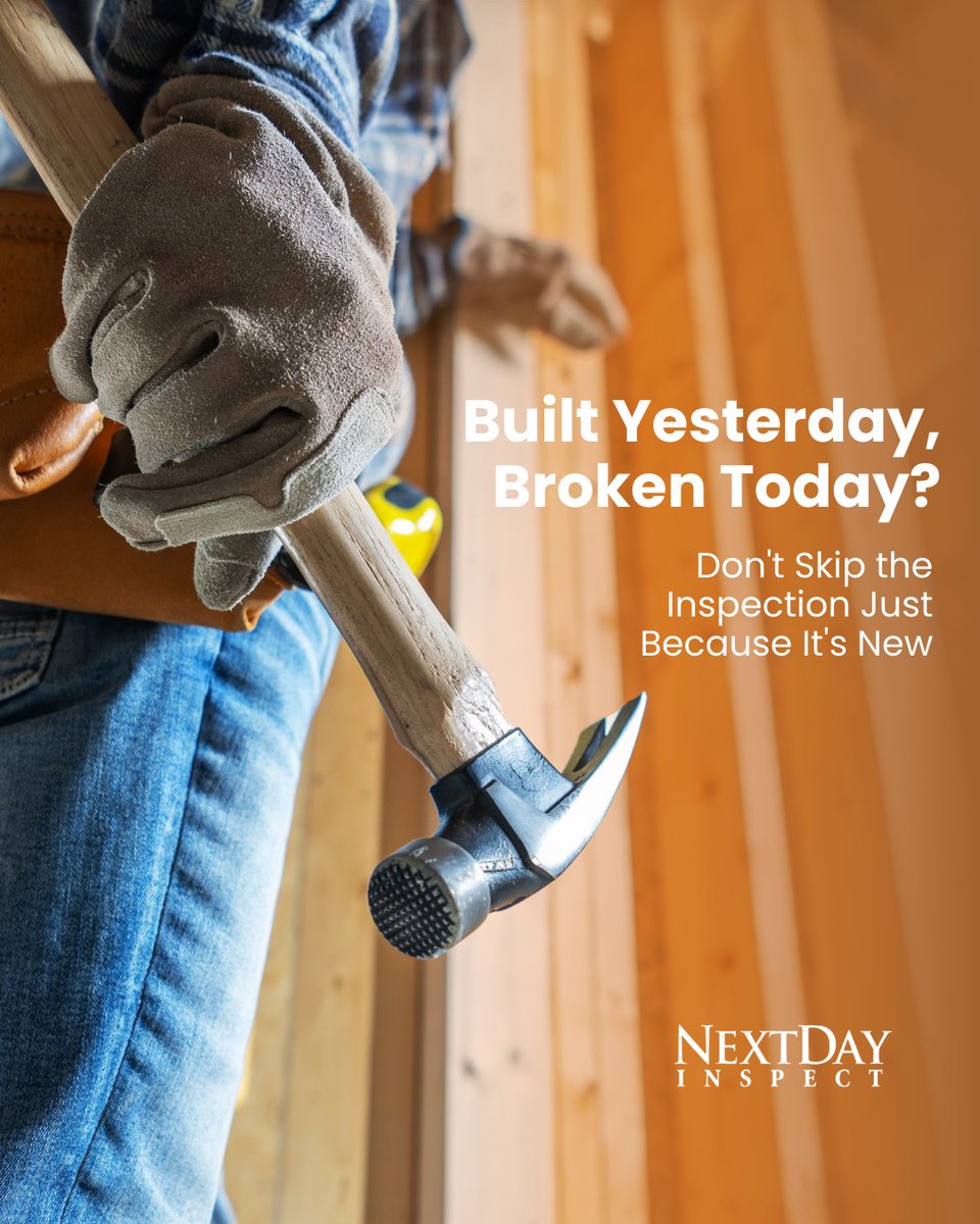 NextDayInspect's tweet image. Even brand-new homes can have missing insulation, unconnected vents, or structural errors—an inspection protects you from day one.
#HomeInspection #NewConstruction #InsulationCheck #StructuralSafety #RealEstateTips #BuyerProtection