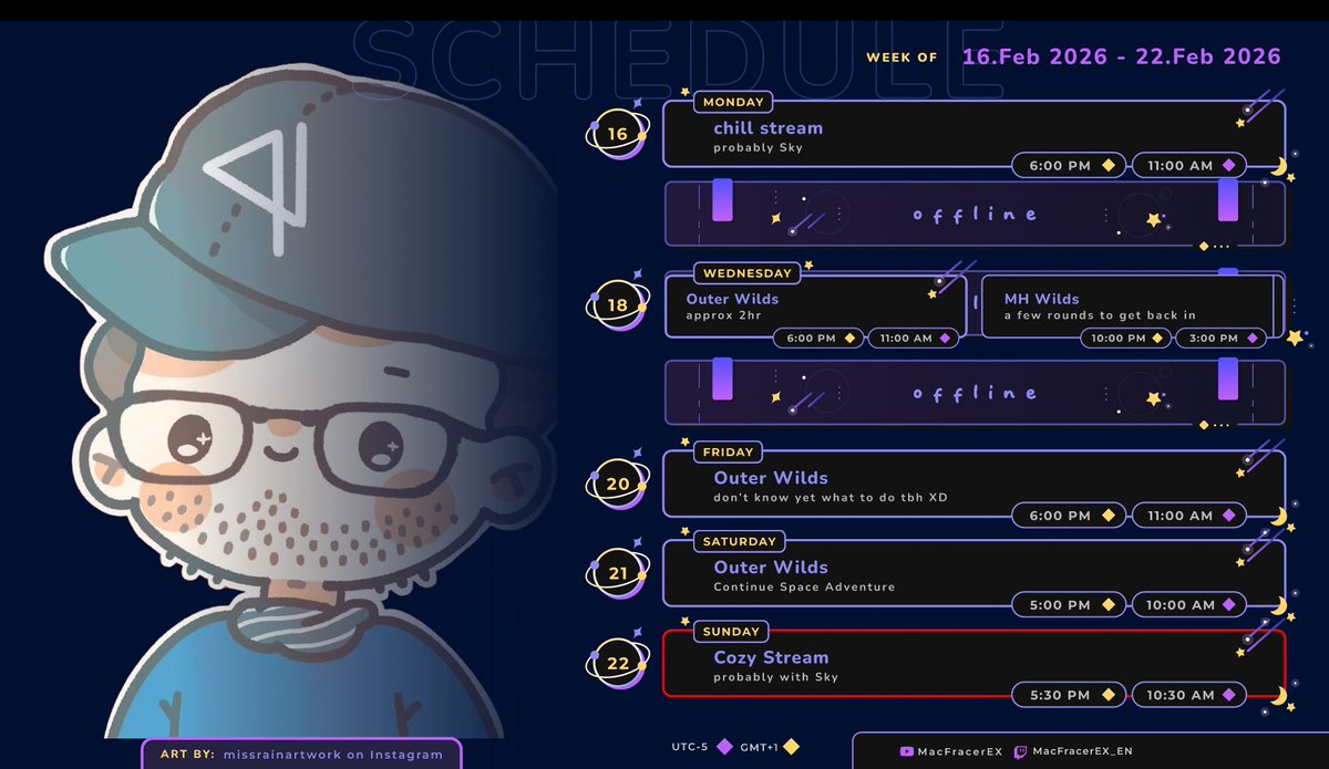 next week schedule :3