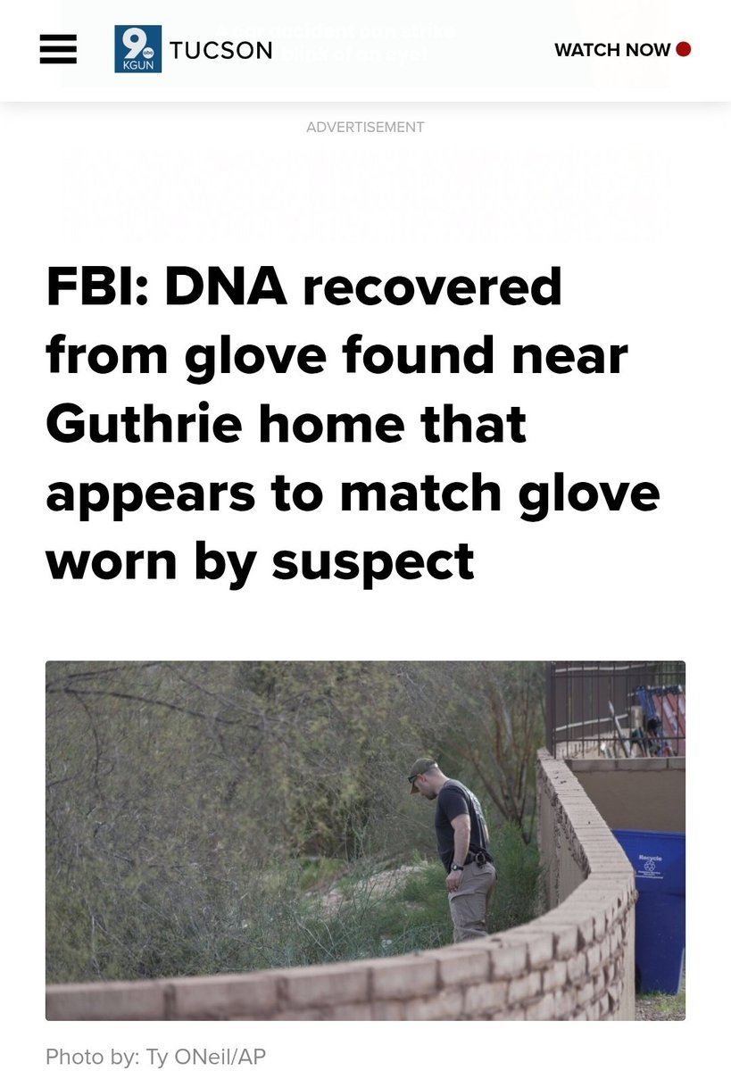 DNA from the glove matches DNA found in Nancy Guthrie home. 
kgun9.com/news/local-new…