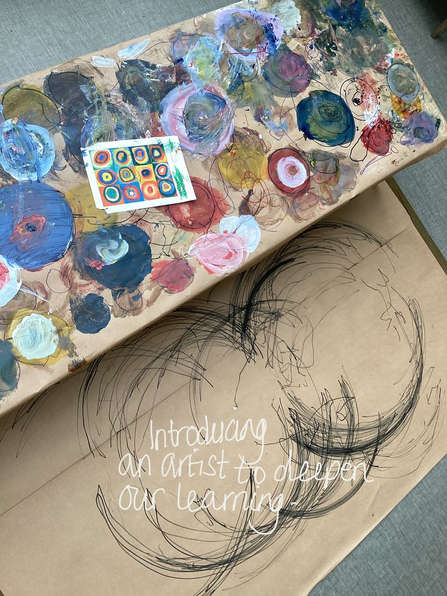 Marresshouse's tweet photo. Our enquiry into circles led to studying Kandinsky with Emma to extend our learning. Using #expressivearts as a vehicle to develop our #Mathematics and #Literacy (pt.2). 

#theearlyyearsstudio #enquirybasedlearning #earlymarkmaking #earlyliteracy #beingme @elcc_nac https://t.co/XKXfQXz7ZE