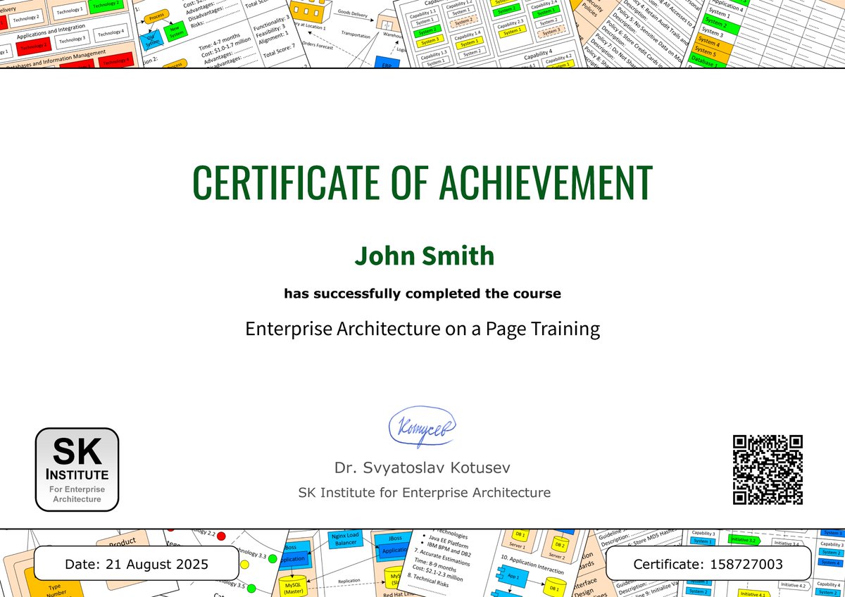 Recently, I have decided to offer full-fledged public trainings on Enterprise Architecture on a Page easily accessible to everyone interested in understanding the realities of enterprise architecture: eaonapage.com/#training

#EnterpriseArchitecture #EntArch #EAonaPage