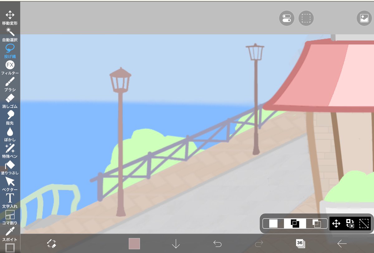 街灯に試行錯誤した結果、いい感じのがついに描けたの図(左が最終形で、右が初期案)