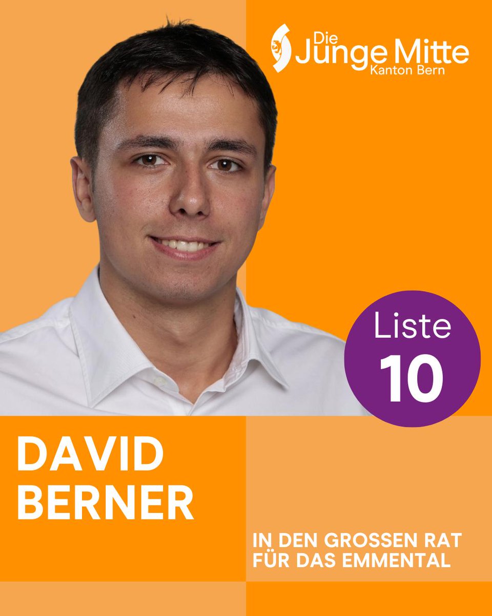 DieJungeMitteBE's tweet photo. David Berner | Kand. Nr. 10.03.1

2004, Kirchberg, Offizier der Schweizer Armee, Matura Wirtschaft und Recht, Ehrenamt: Präsident Junge Mitte Emmental-Oberaargau, Co-Präsident Verkehrs -und Verschönerungsvereins Kirchberg, Abgeordneter Gemeindeverband

#DieJungeMitteBern #GRW26 https://t.co/paHxapdxds