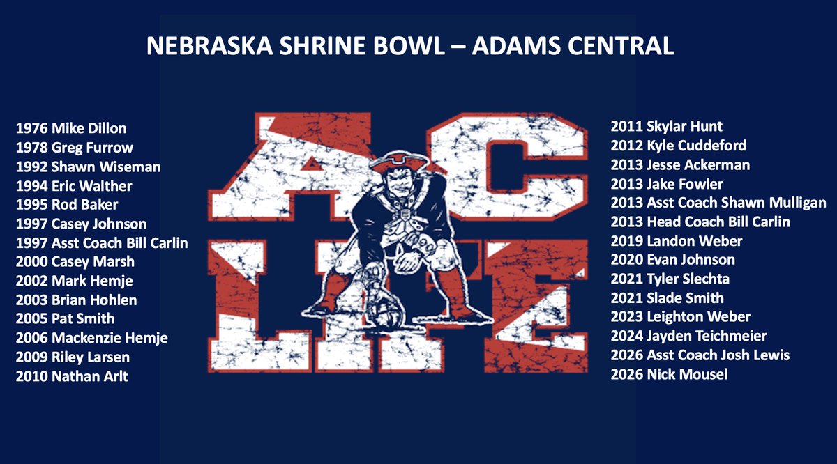 ACPatriotsFB's tweet photo. Tradition, Respect and Pride - Nebraska Shrine Bowl https://t.co/IXwbj7dqXQ