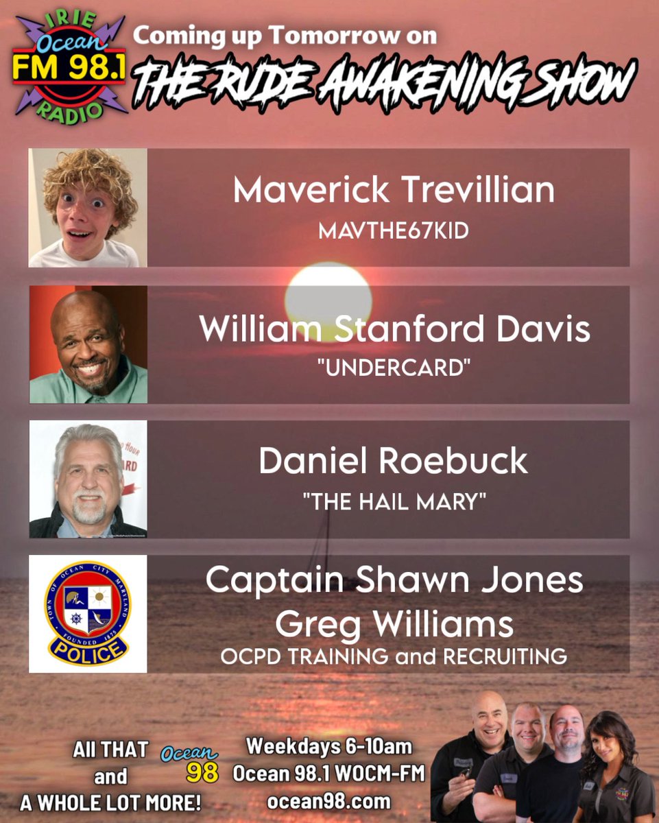 Coming up tomorrow morning! ocean98.com #ocean98 #ocmd #bulldogsrudeawakeningshow #voiceofthecommunity #thankyouforlistening