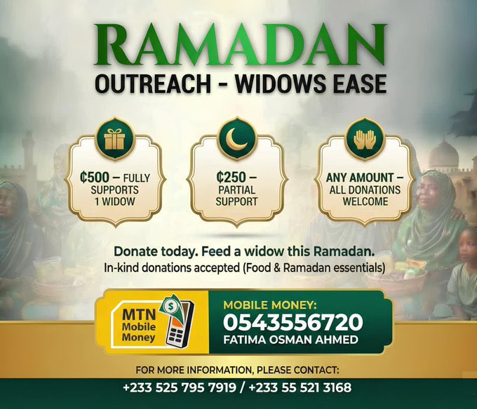 Teemah433's tweet photo. Donations are still ongoing. Don’t forget to donate and also share this. Lets support widows this Ramadan

Momo number: 0543556720 (Fatima Osman Ahmed) https://t.co/1MWmOewsif