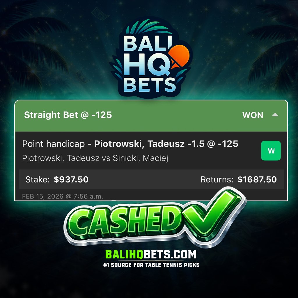 🤑More cash for premium!

💰 2000+ winning units in 2025 and counting! 🚀
🏆Come discover why we're #1 for table tennis 🏓

#BettingCommunity #TableTennis #SportsBettingX