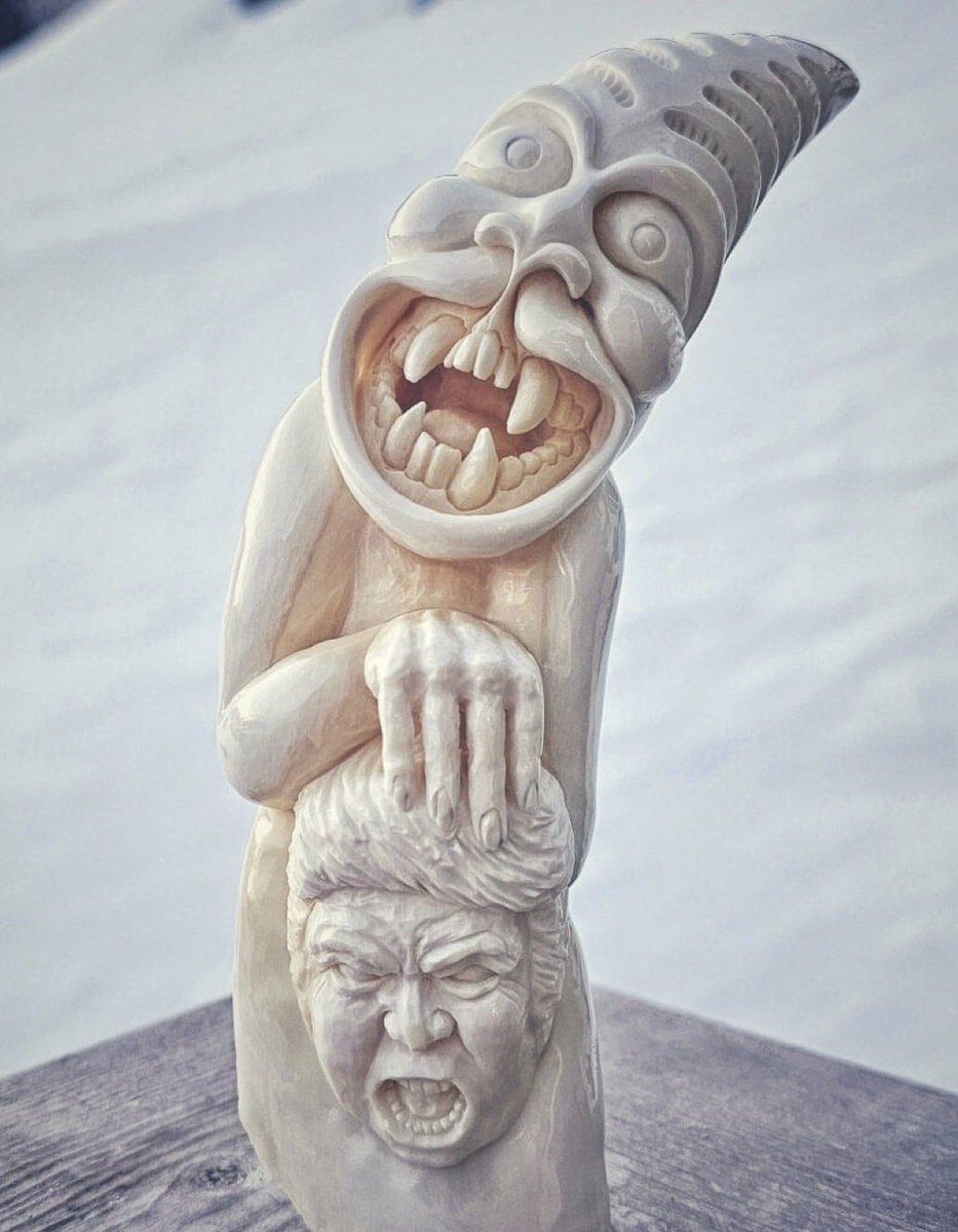It appears as though Greenland artist Kim Kleist-Eriksen is not a fan of U.S. President Donald Trump. He calls this “Revenge Art.” In a fit of artistic fury, he created a tupilak — a vengeful Greenlandic monster. Pic: Kim Kleist-Eriksen Facebook