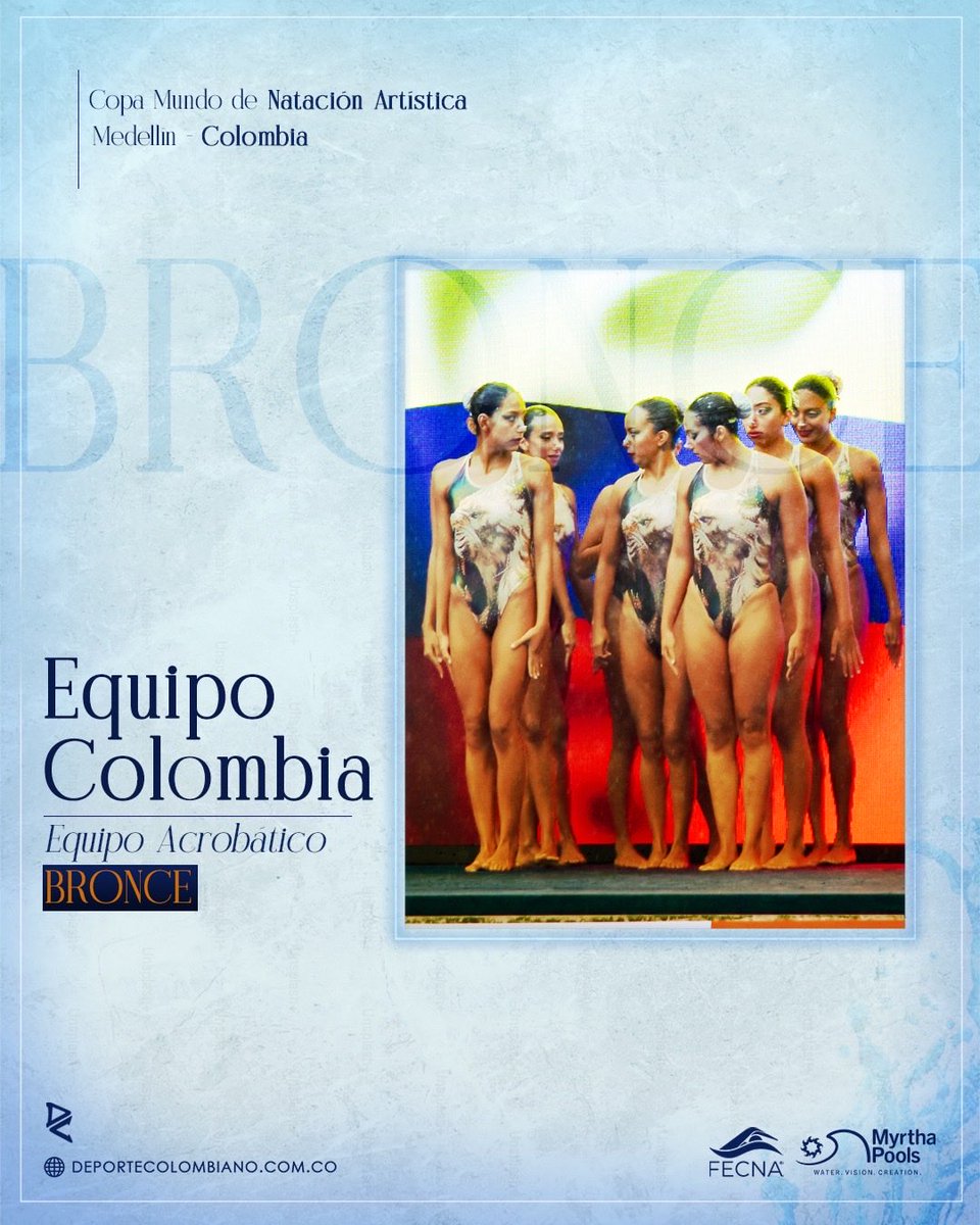 DeportColombia's tweet photo. ¡CIERRE CON PODIO 🤩! Histórico bronce Colombia 🥉

El equipo se llevó la presea de bronce en la prueba por equipos acrobática en una disputada final ante Kazajistán y Canadá por el podio.

🥇 USA 🇺🇸 - 176.2
🥈 KAZ 🇰🇿 - 162.9
🥉 COL 🇨🇴 - 161.3

CUATRO PODIOS - HISTORIA 💛💛💙❤️ https://t.co/vfKy68QlaC