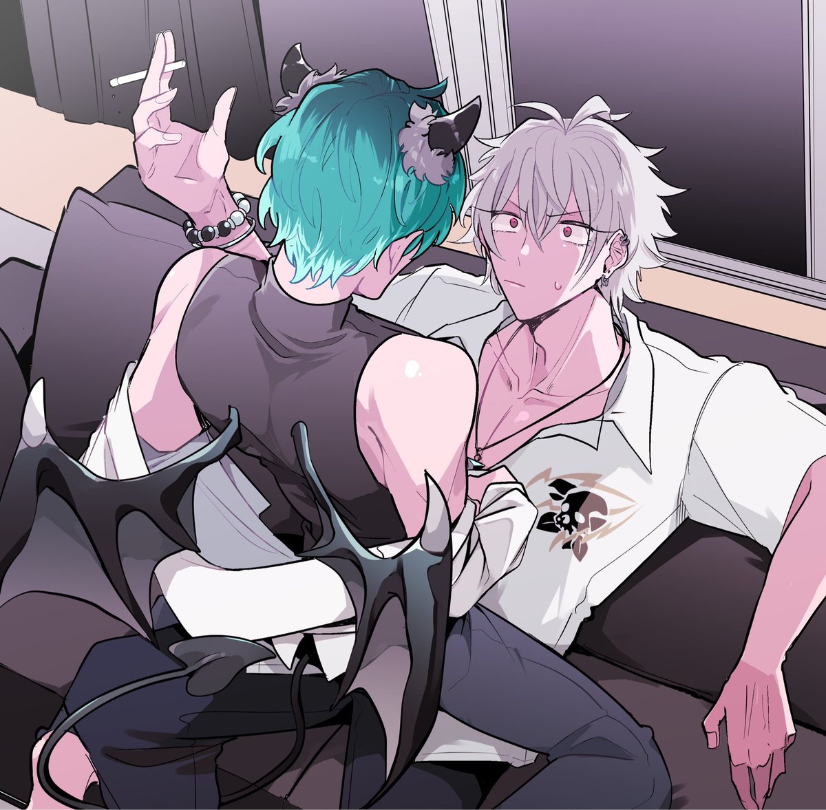 omote_ura03's tweet image. 死神さまとちも好きだけど人間×悪魔もよいよね（🐴🎋）