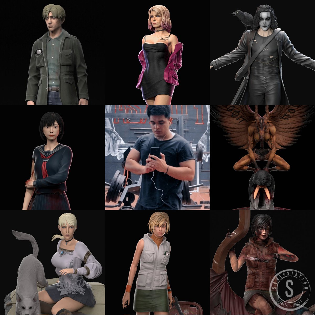 sculpstation's tweet photo. #artvsartist2025 #3dcommission #3dprinting #silenthill #jamessunderland #mariash2 #hinako #heathermason #memoryofalessa #incubus #samael #alessa #hauntingground https://t.co/jiqdrEGNYV
