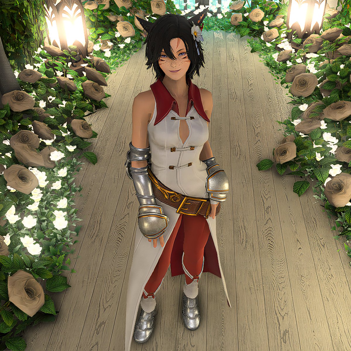 Won a giveaway from the always lovely <a href="/solshine/">☀️ Sol</a> over on Bsky and am enjoying my new Battlefield Rose outfit 💜

#GPOSERS #FFXIVScreenshot #FFXIVDiabolos #FFXIVCrystal #FFXIVMiqote #KAOS