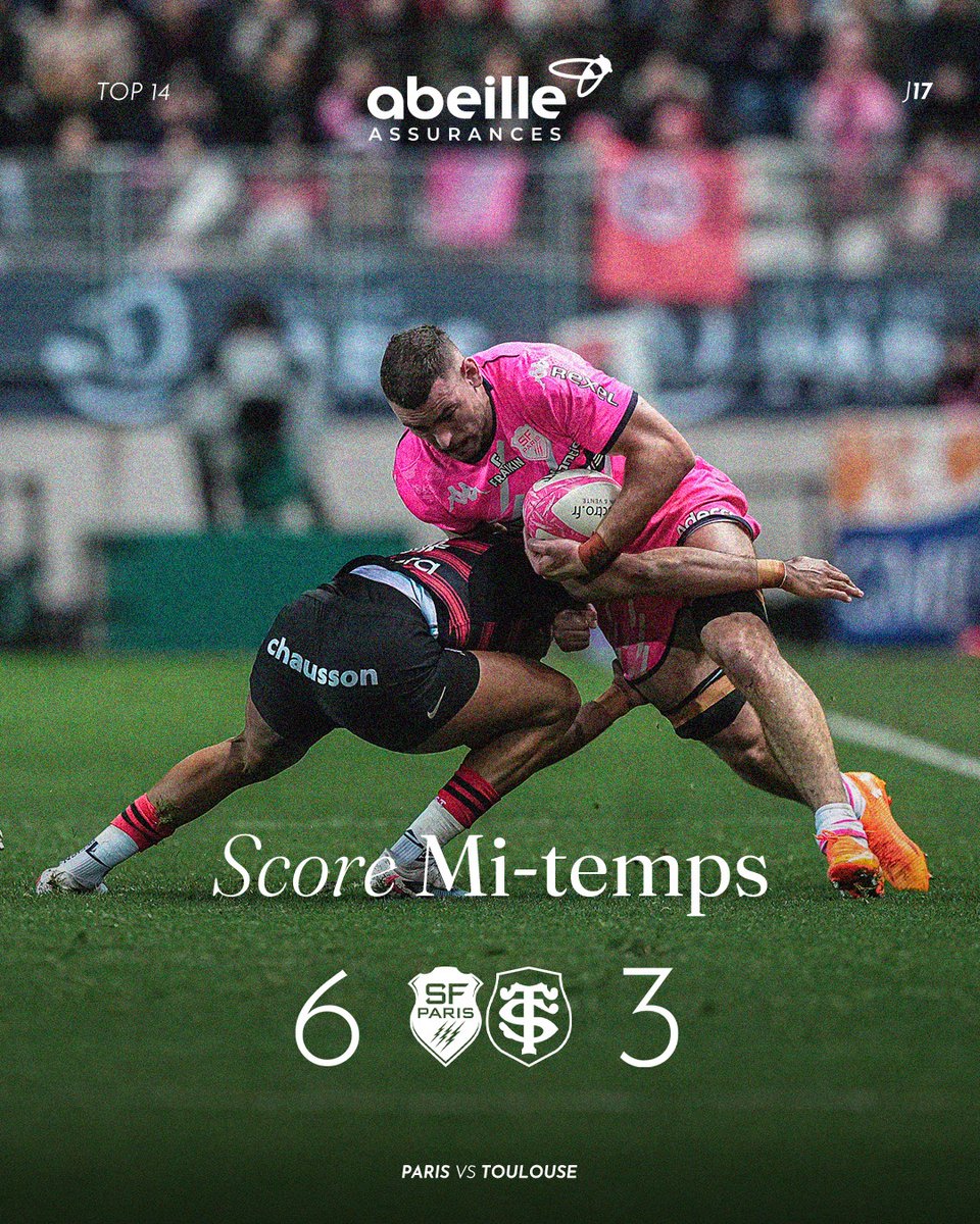 SFParisRugby's tweet photo. ⏸️ 𝗠𝗜-𝗧𝗘𝗠𝗣𝗦

Les parisiens mènent de 3 petits points à la pause. https://t.co/jle2EHUJGV