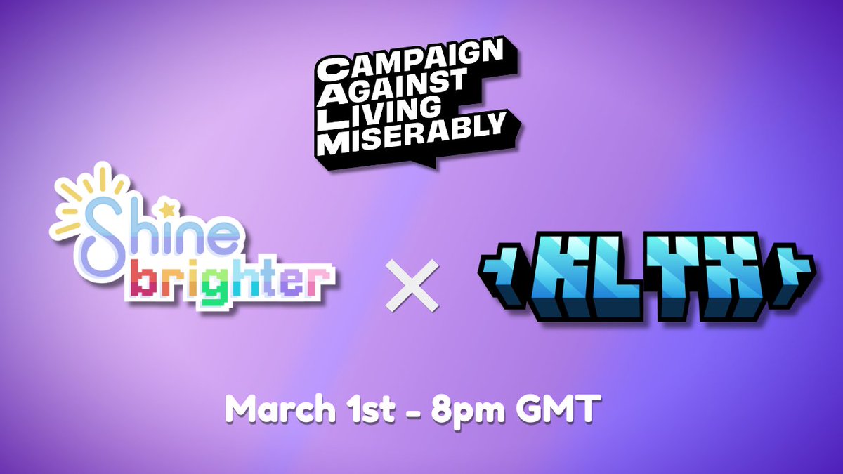 🎤💥 ... Is this thing on??

We're back with a BLAST!

SHINE BRIGHTER x KLYX in support of CALM ✨

This takes place on March 1st @ 8pm GMT

🔥 SIGNUPS ARE NOW OPEN 

forms.gle/9mDezzz2TzQMEd…