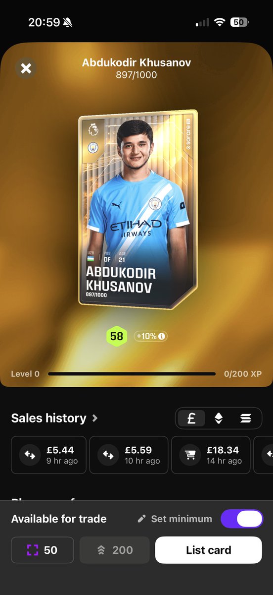 🚨Giveaway🚨 
Evening Guys, I am giving away this Khusanov inseason, all you have to do is like, follow and comment your Sorare name and winner will be announced tomorrow, if you are already a follower just like and comment your name!
Good luck👍 #sorare <a href="/Sorare/">Sorare</a>