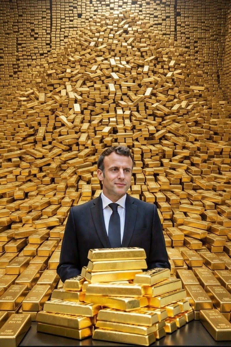 فرنسا تمتلك حاليا رابع أكبر احتياطي ذهب في العالم حوالي 2436 - 2437 طن حسب آخر البيانات الرسمية من بنك فرنسا رغم أنها لا تملك أي منجم ذهب نشط على أراضيها اليوم 

نعم لمن سأل انها كنوز أفريقيا المسروقة وفرنسا تسمي المهاجرين باللصوص 

هزلت