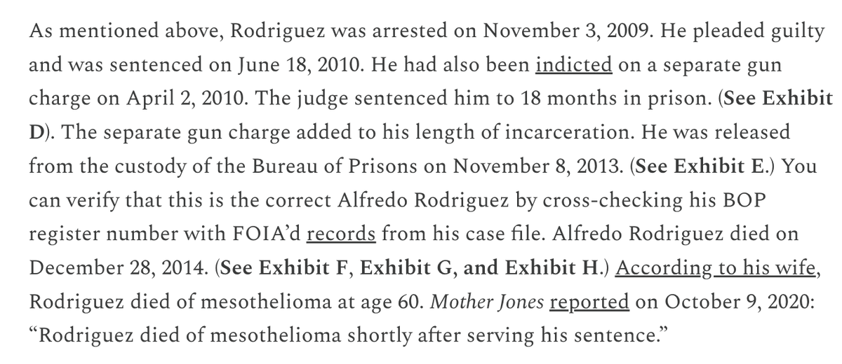 Julie K. Brown is constantly hailed as the Mainstream Media's foremost Epstein Expert, but when she's not fabricating quotes, she's peddling hysterical falsehoods. Alfredo Rodriguez did not "die in jail." He died of mesothelioma, at age 60, over a year after leaving jail