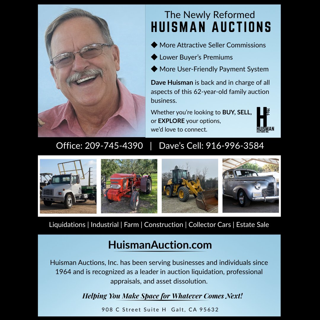 huismanauction's tweet photo. The newly reformed Huisman Auctions.

Huisman Auctions, Inc. has served California since 1964 — now with lower buyer’s premiums, better seller commissions, and a streamlined payment system.

Buy. Sell. Explore.
https://t.co/CkNCepnS4U 

#HuismanAuctions #Since1964 #AuctionExperts https://t.co/7J1WcGCgF6