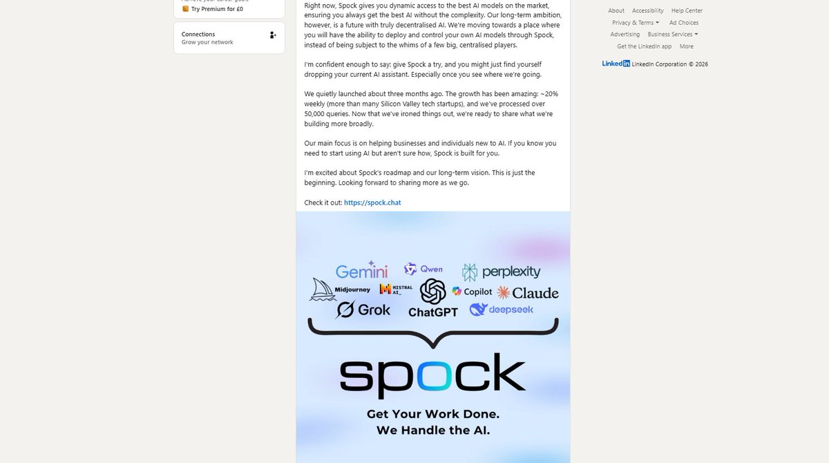 spok was an ai company elon recently bought that allowed you to chat 

linkedin.com/posts/louis-ne…

elon is literally under the post saying its great technology

like hello?