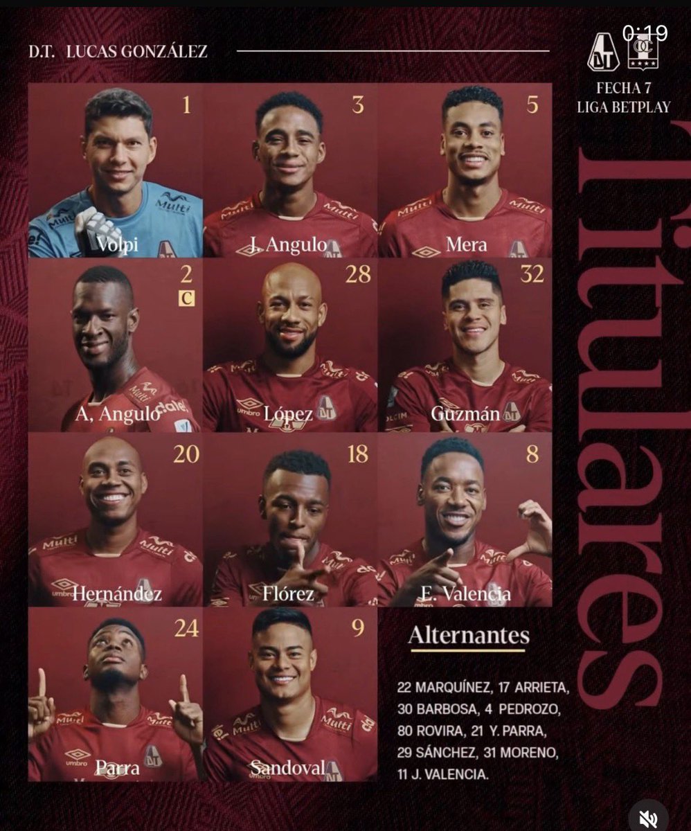 Nómina titular de <a href="/cdtolima/">Club Deportes Tolima</a> para enfrentar a <a href="/oncecaldas/">🏆 Once Caldas ⭐️⭐️⭐️⭐️</a> Transmite <a href="/Ondas1470/">ONDAS DE IBAGUÉ 1470AM</a> Tolima cambio hoy en módulo táctico y guardo algunos de sus jugadores para el juego de la Libertadores ante <a href="/DvoTachira/">Deportivo Táchira FC</a>