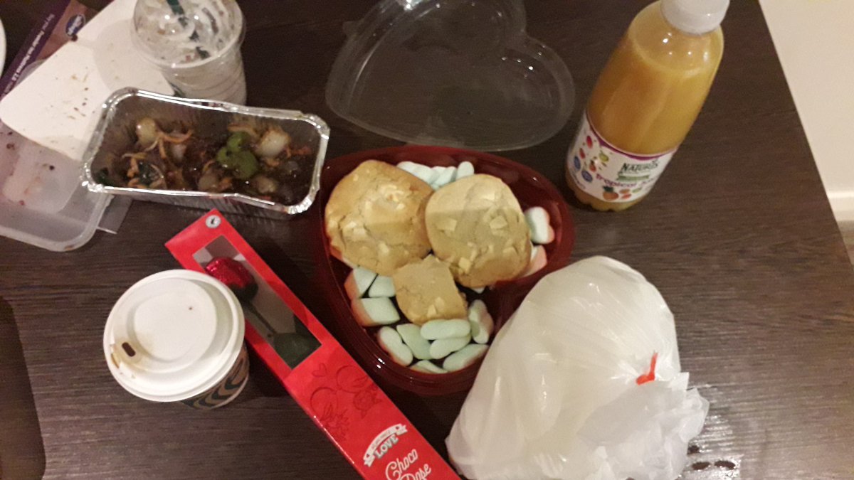 Wow that is a lot of food belated valentines I see